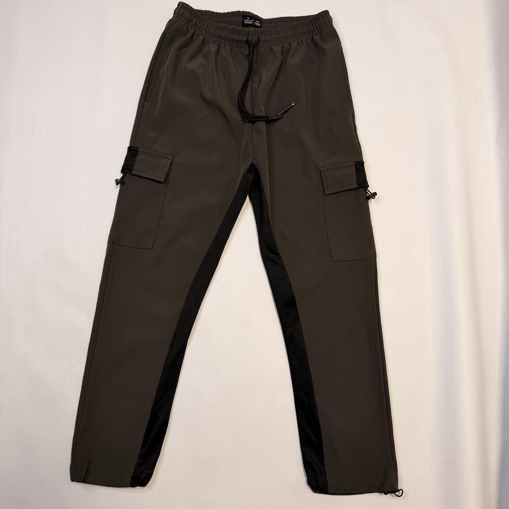 Public Record Atreus Pants Mens Medium Gray Cargo Track Elastic Waist Mesh